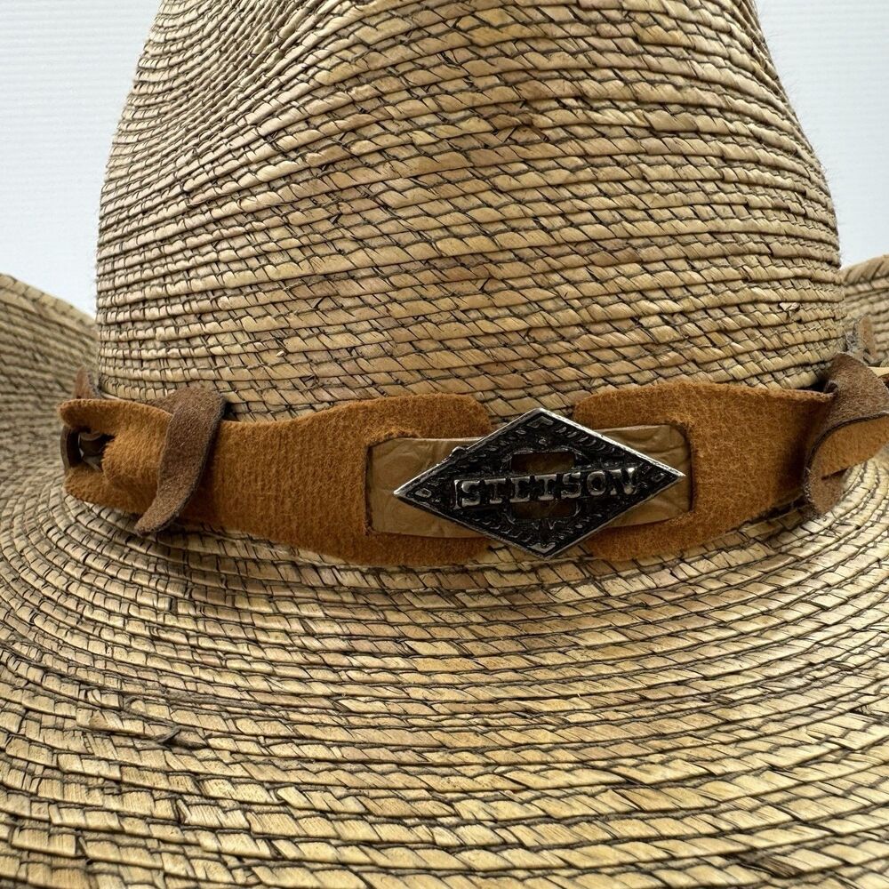 Stetson Rodeo Dr Monterrey Bay Straw Cowboy Hat 6 3/4 Western Palm Leaf - Picture 3 of 14